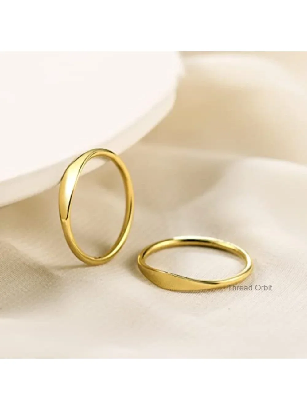 Slim Stackable Signet Rings 14K Gold Filled Dainty Pinky Ring for Women